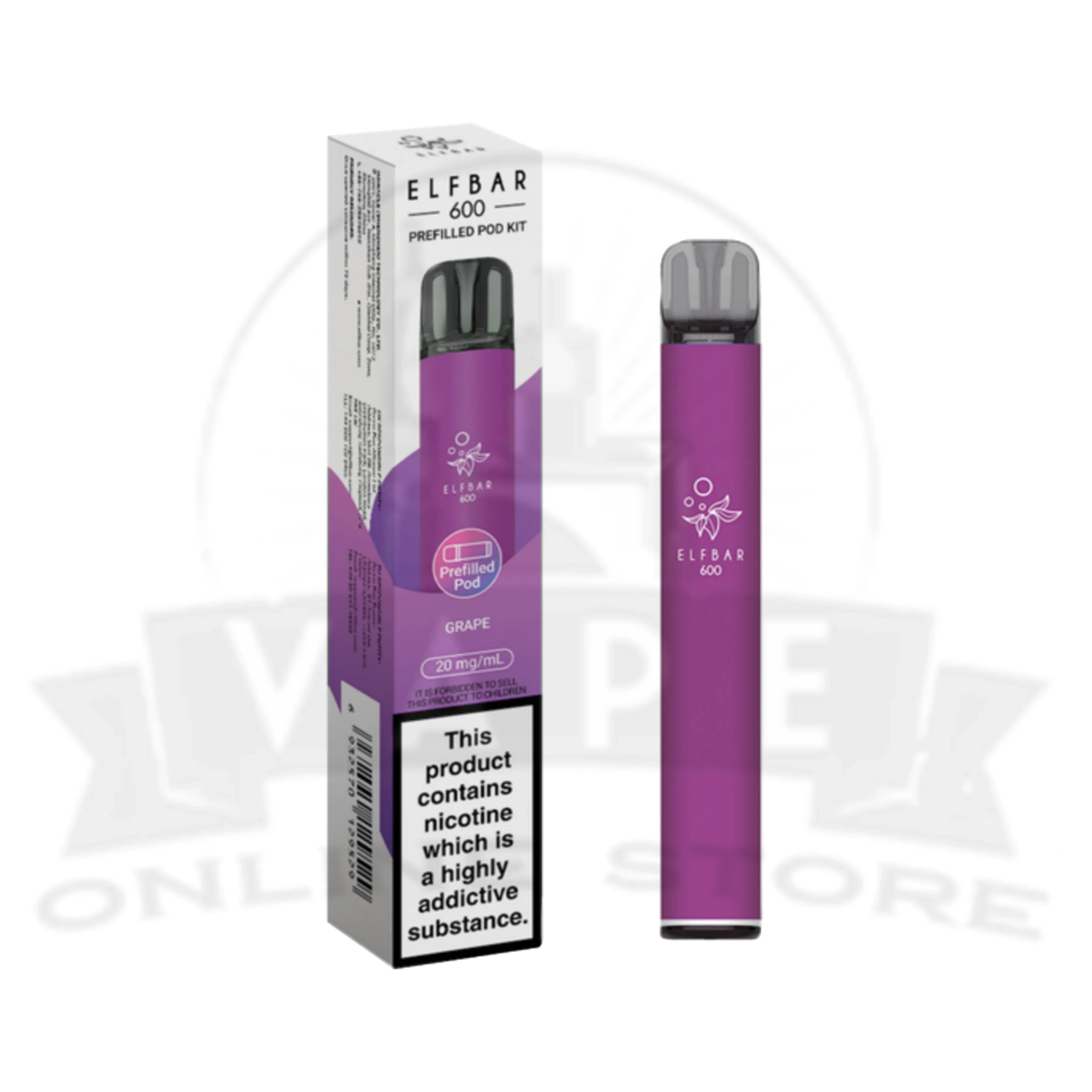 Grape Elf Bar 600 Prefilled Pod Kit– Sweet & Juicy Vine Flavour