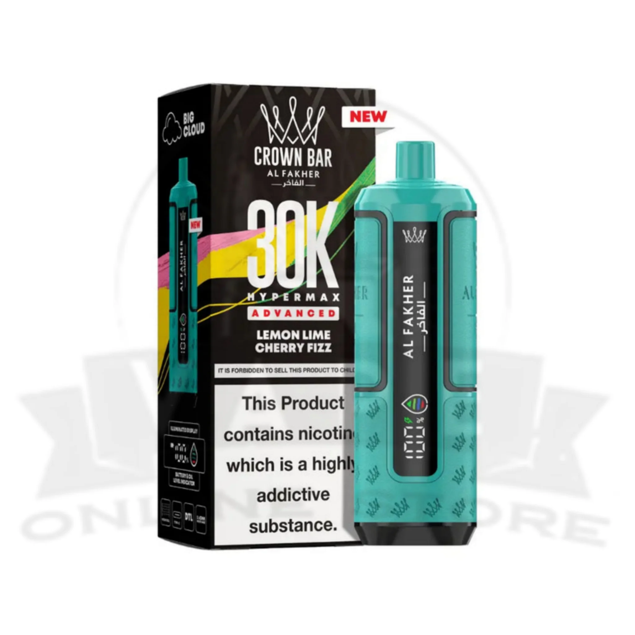 Lemon Lime Cherry Fizz Al Fakher Crown Bar 30K Puff Hypermax Vape Kit